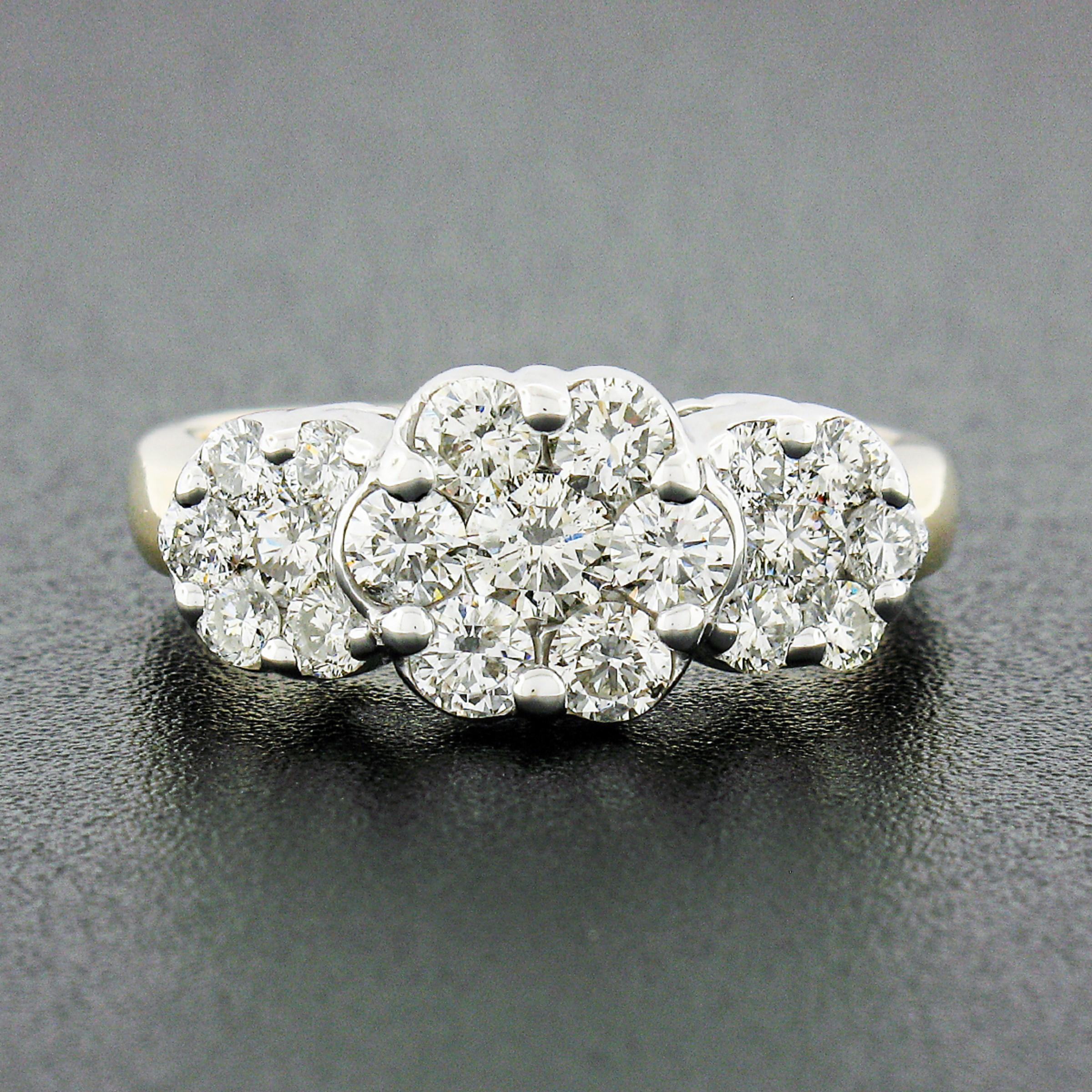 14k White Gold Three Diamond Flower Cluster Ring – Mira's Jewelers